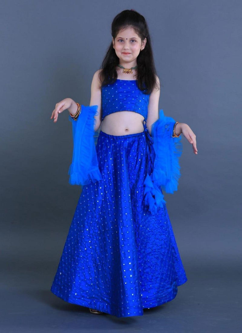 Launching New Designer Kids Lehnga Choli With embroidery Work and Soft Net Four Sided Ruffles Work Dupatta {SIZE: 
5-10 YEAR: 30/32 (INCHES LENGTH); 11-16 YEAR: 34/36 (INCHES LENGTH)}